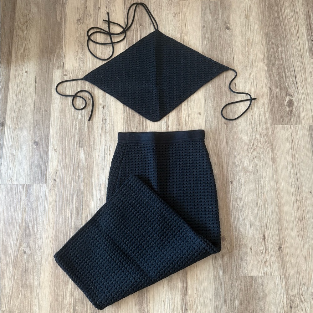 Reformation Black Knit Skirt Set Size Small - Picture 3 of 8